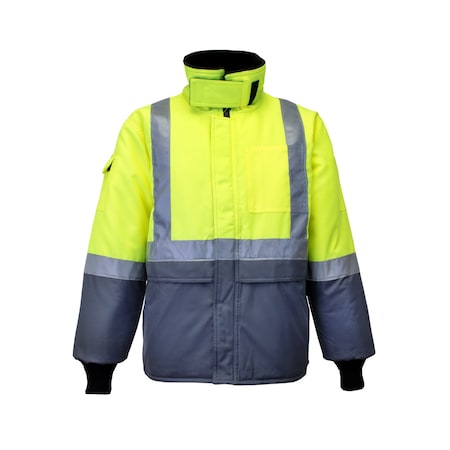 Refrigiwear Men's Hi-Vis Insulated Jacket, 100% Polyester Ripstop, Lime/Grey, M 8250RTLGMED