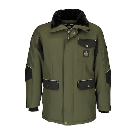Refrigiwear Men's 54 Gold Jacket, Nylon, Zipper with Snap Closure Storm Flap, Green, 4XL 8354RGRN4XL