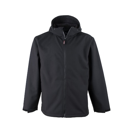 Refrigiwear Men's Softshell Hooded Jacket, 96% Polyester/4% Spandex, Zipper, Black, L 9151RBLKLAR