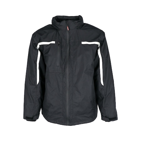 Refrigiwear Men's 3-in-1 Rainwear Jacket, Nylon Twill, Zipper, Black, L 9188RBLKLAR