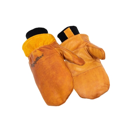 Refrigiwear Cold Protection Gloves, Split Cowhide Leather Palm, Fleece Lining, Gold, XL D317RGLDXLG