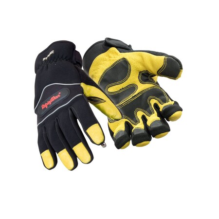 Refrigiwear Abrasion Resistant Cold Protection Gloves, Grain Leather Palm, Brushed Tricot Lining, Black, L T282RGBKLAR