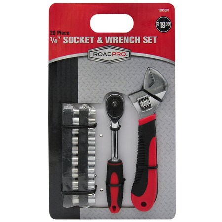 Roadpro Socket / Wrench Set, 20-Piece, 1/4 18HS007 | Zoro