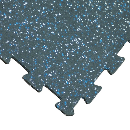Rubber-Cal ReUz Rubber Tiles - 6mm x 20 in x 20 in - Blue/White Speckle, 32PK 03-274R-BW-32
