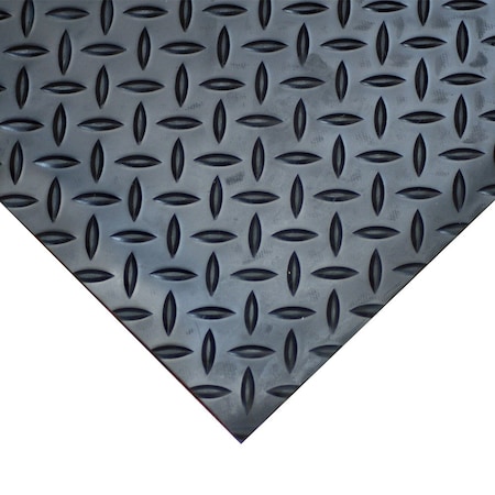 Rubber-Cal Diamond-Plate Thermoplastic Flooring - 3.5mm x 36 in x 8ft - Black 03-R271-36-BK-08