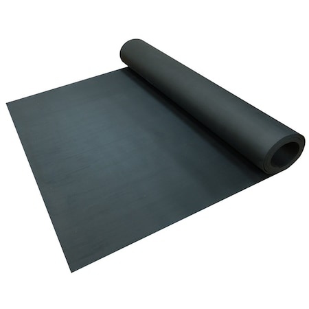 Rubber-Cal Fine-Ribbed Thermoplastic Flooring - 3.5mm x 36 in x 8ft - Black 03-R272-36-BK-08