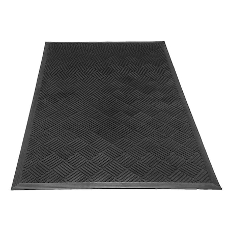 Rubber-Cal Commercial Entrance Mat, Rubber, 2.5mm Thick, Black, 2 ft W x 3 ft L 03-235-CH-2x3