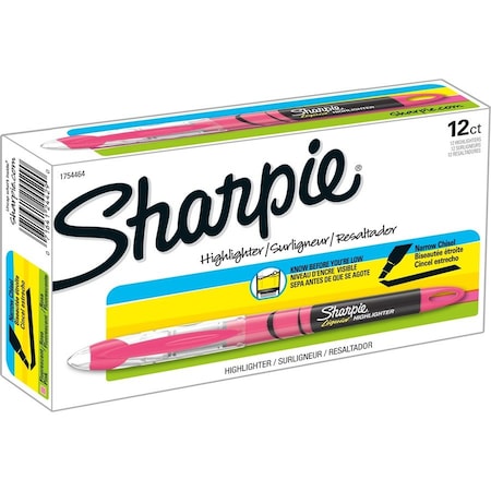 Pink Chisel Point Sharpie Sharpie Liquid Highlighter, Chisel Point, Fluorescent. Pink 12PK ...