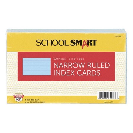 School Smart CARDS INDEX 5X8 RULED BLUE PK OF 100 PK IND58BLRL | Zoro