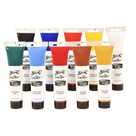 Sax True Flow Premium Acrylic, Assorted Colors, 2.5 Ounces, 10 PK 5040 ...