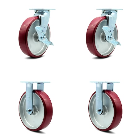 Service Caster 8 Inch Poly on Aluminum Caster Set with Roller Bearings ...