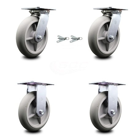 Service Caster 8 Inch Thermoplastic Caster Set with Ball Bearing 2 ...