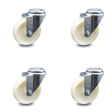 Service Caster 4 Inch Nylon Wheel Swivel Bolt Hole Caster Set SCC ...