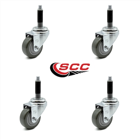 Service Caster 3 Inch Gray Polyurethane Wheel Swivel 3/4 Inch Expanding ...