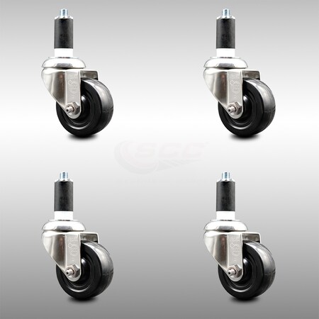 Service Caster 3 Inch 316SS Hard Rubber Wheel Swivel 1-1/4 Inch ...