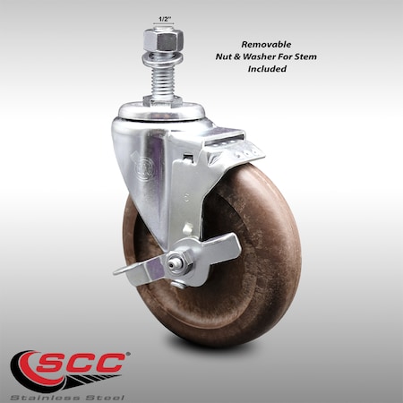 Service Caster 5 Inch SS High Temp Glass Filled Nylon 1/2 Inch Threaded ...