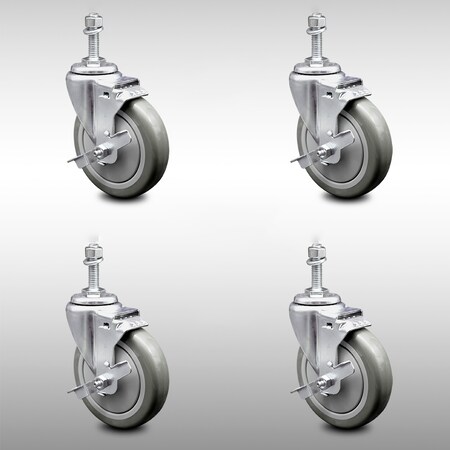 Service Caster 5 Inch SS Gray Polyurethane Wheel Swivel 3/8 Inch ...