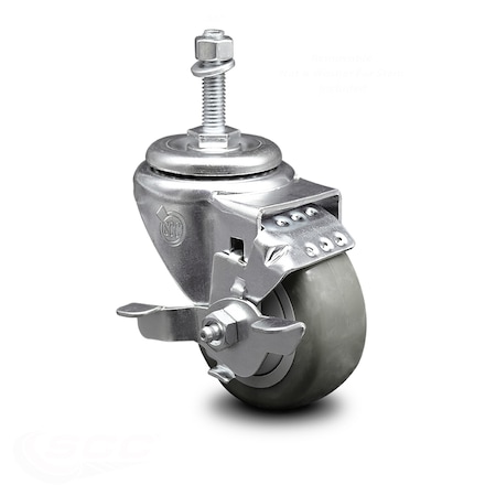 Service Caster 3.5 Inch Gray Polyurethane Wheel Swivel 3/8 Inch ...