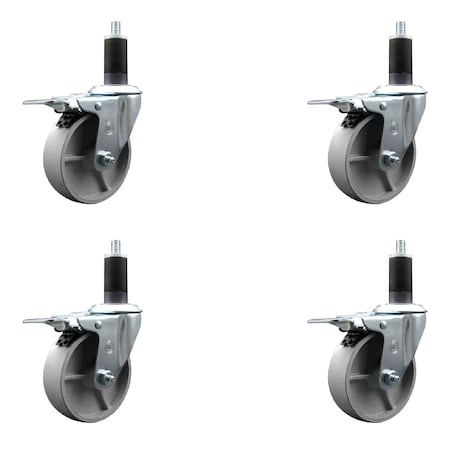 Service Caster 4'' Semi Steel Swivel 1-1/4'' Expanding Stem Caster Set ...