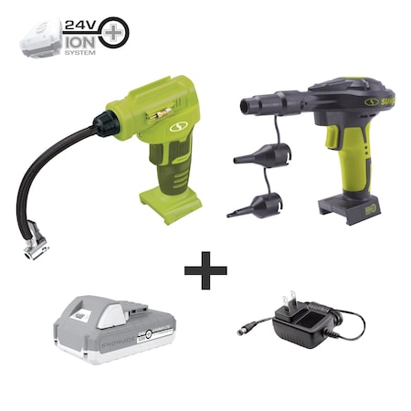 Sun Joe 24V iON+ Max Cordless Inflator Kit with