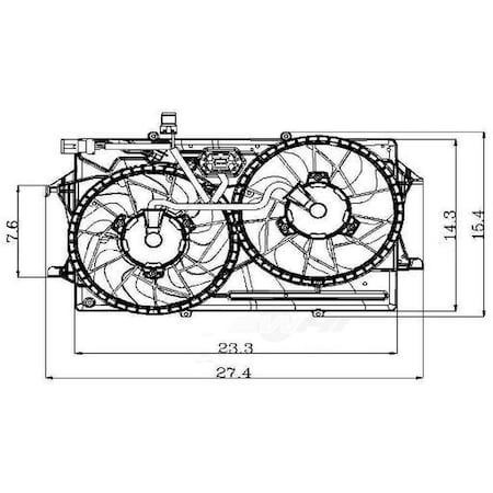 Global Parts Distributors Electric Cooling Fan Assembly 2000-2002 Ford Focus 2.0L 2811530