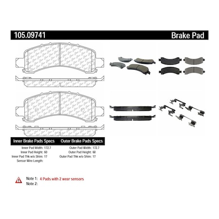 Centric Parts Posi-Quiet Ceramic Disc Brake Pad w/Shims&Hardware-Preferred-Rear 105.09741