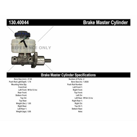 Centric Parts Brake Master Cylinder, 130.40044 130.40044