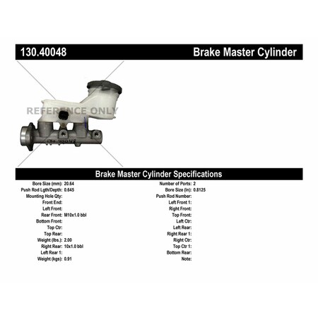 Centric Parts Premium Master Cylinder - Preferred, 130.40048 130.40048