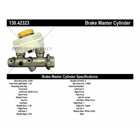 Centric Parts Premium Master Cylinder - Preferred, 130.42323 130.42323