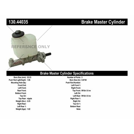 Centric Parts Premium Master Cylinder - Preferred, 130.44035 130.44035