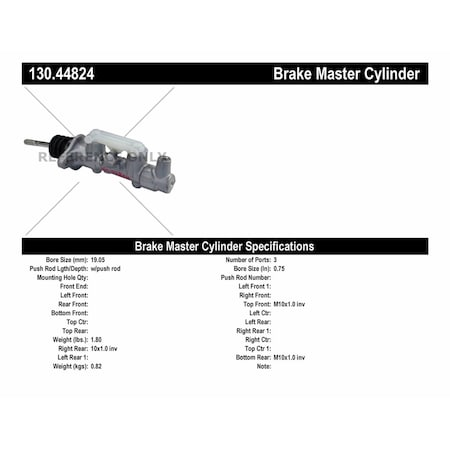Centric Parts Brake Master Cylinder, 130.44824 130.44824