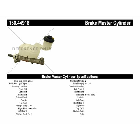 Centric Parts Premium Master Cylinder - Preferred, 130.44918 130.44918
