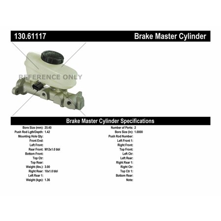 Centric Parts Premium Master Cylinder - Preferred, 130.61117 130.61117
