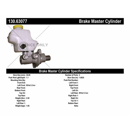 Centric Parts Premium Master Cylinder - Preferred, 130.63077 130.63077