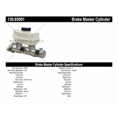 Centric Parts Brake Master Cylinder, 130.65001 130.65001