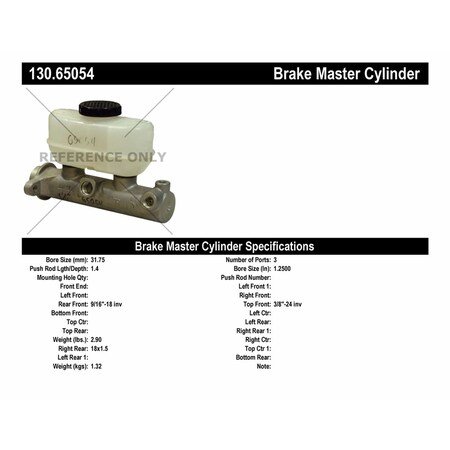 Centric Parts Premium Master Cylinder - Preferred, 130.65054 130.65054