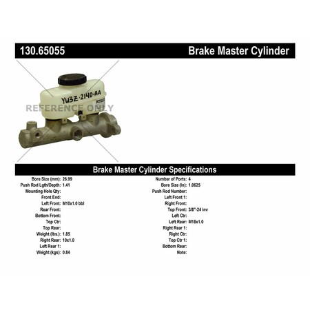 Centric Parts Premium Master Cylinder - Preferred, 130.65055 130.65055