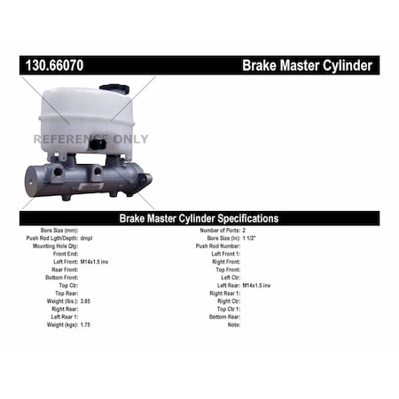 Centric Parts Brake Master Cylinder, 130.66070 130.66070