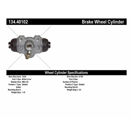 Centric Parts Drum Brake Wheel Cylinder, 134.40102 134.40102