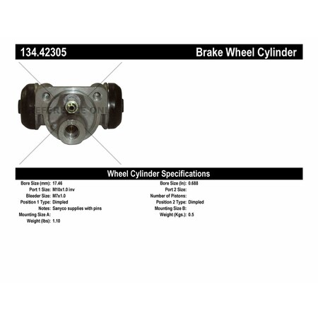 Centric Parts Premium Wheel Cylinder-Preferred - Rear, 134.42305 134.42305