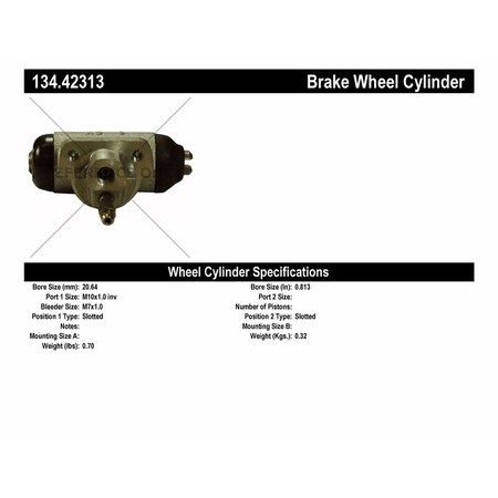 Centric Parts Premium Wheel Cylinder-Preferred - Rear, 134.42313 134.42313