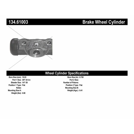 Centric Parts Drum Brake Wheel Cylinder, 134.61003 134.61003