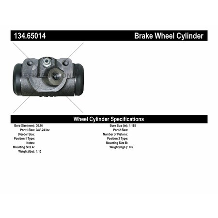 Centric Parts Premium Wheel Cylinder-Preferred - Rear Right, 134.65014 134.65014