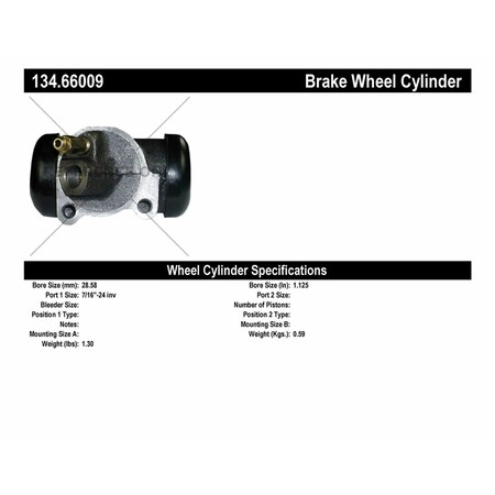 Centric Parts Drum Brake Wheel Cylinder, 134.66009 134.66009