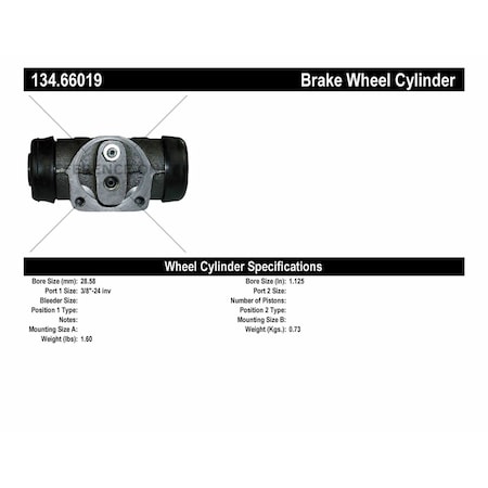 Centric Parts Drum Brake Wheel Cylinder, 134.66019 134.66019