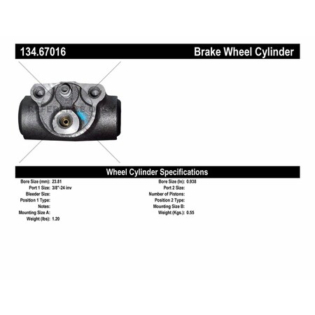 Centric Parts Drum Brake Wheel Cylinder, 134.67016 134.67016