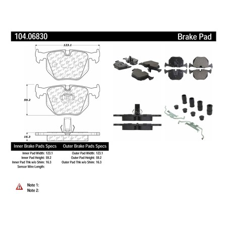 Centric Parts Disc Brake Pad Set, 104.06830, Rear 104.06830