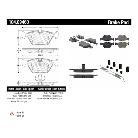 Centric Parts Disc Brake Pad Set, 104.09460 104.09460