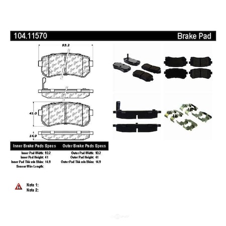 Centric Parts Disc Brake Pad Set, 104.11570 104.11570