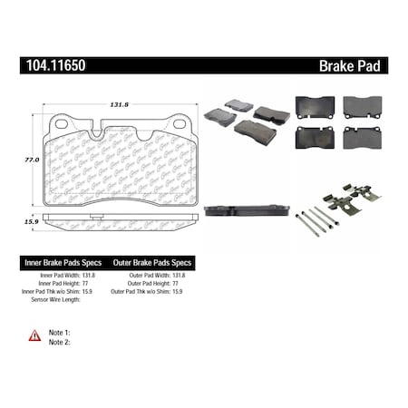 Centric Parts Disc Brake Pad Set, 104.11650 104.11650
